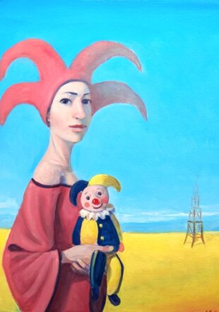 claudio giulianelli e costruirono una torre alta fino al cielo olio su tela cm 50 x 40 2025